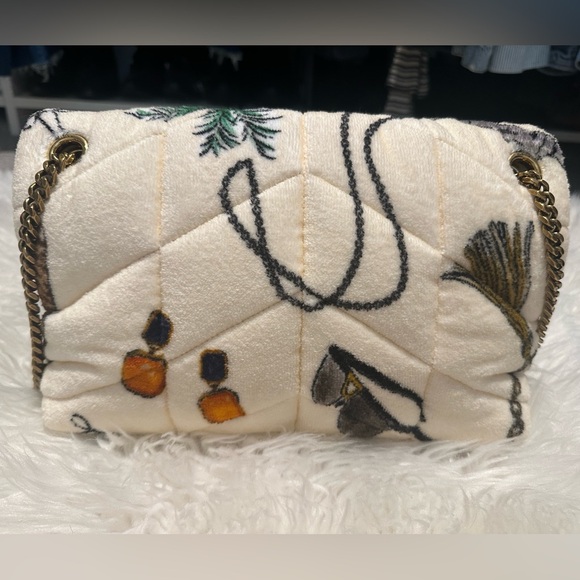 NWT SAINT LAURENT Loulou Puffer Shoulder Bag Quilted Printed Terry Cloth Small - Picture 5 of 16